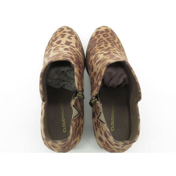 Cloud Walker Leopard Print Ankle Boots Size 7 Faux Suede Side Zipper NEW - Picture 5 of 7